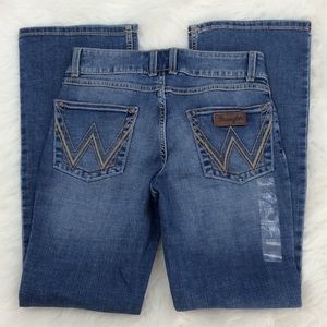 Wrangler boot cut medium wash stretch denim jeans